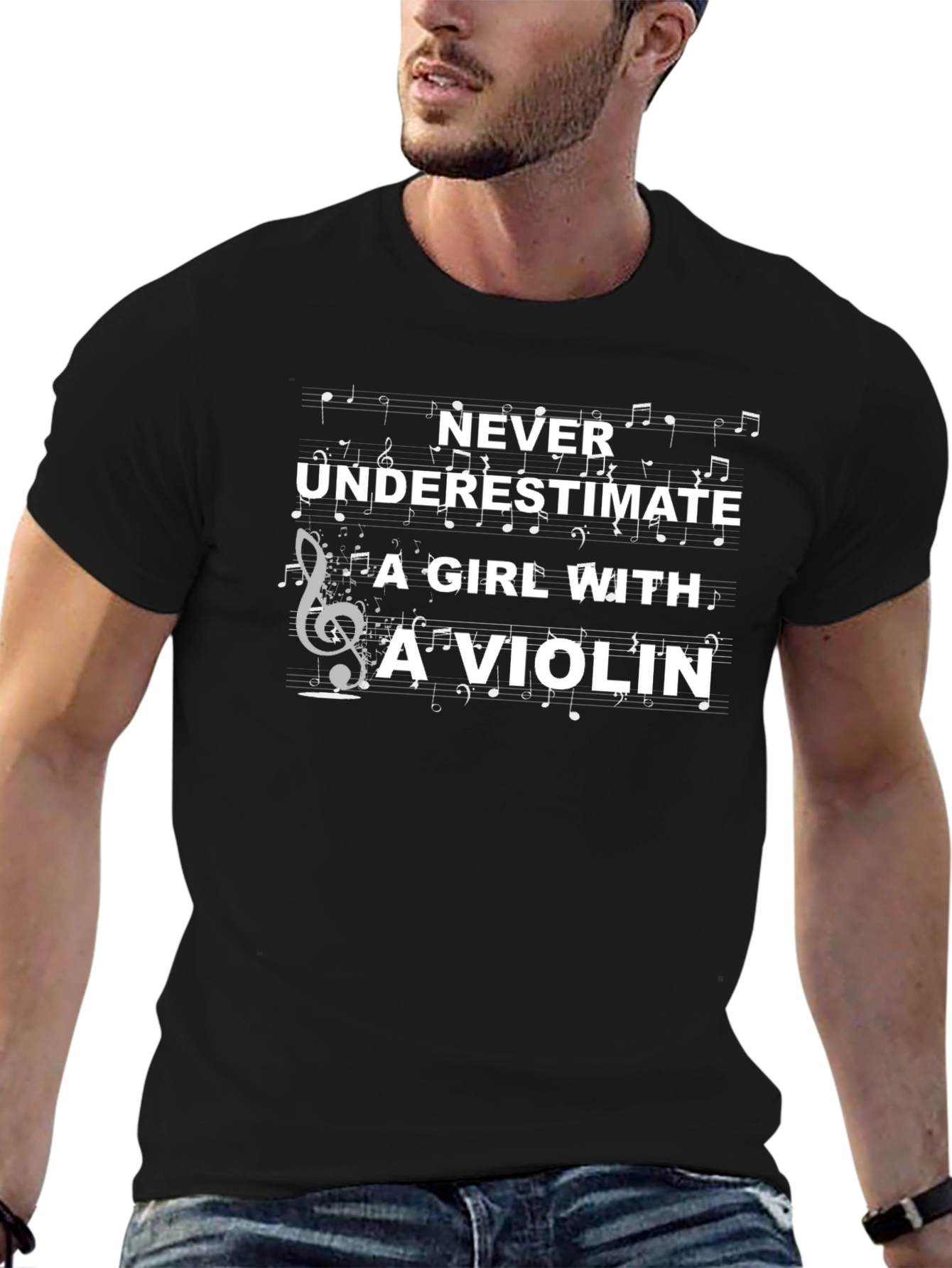 Never Underestimate a Girl with a Violin T-Shirt