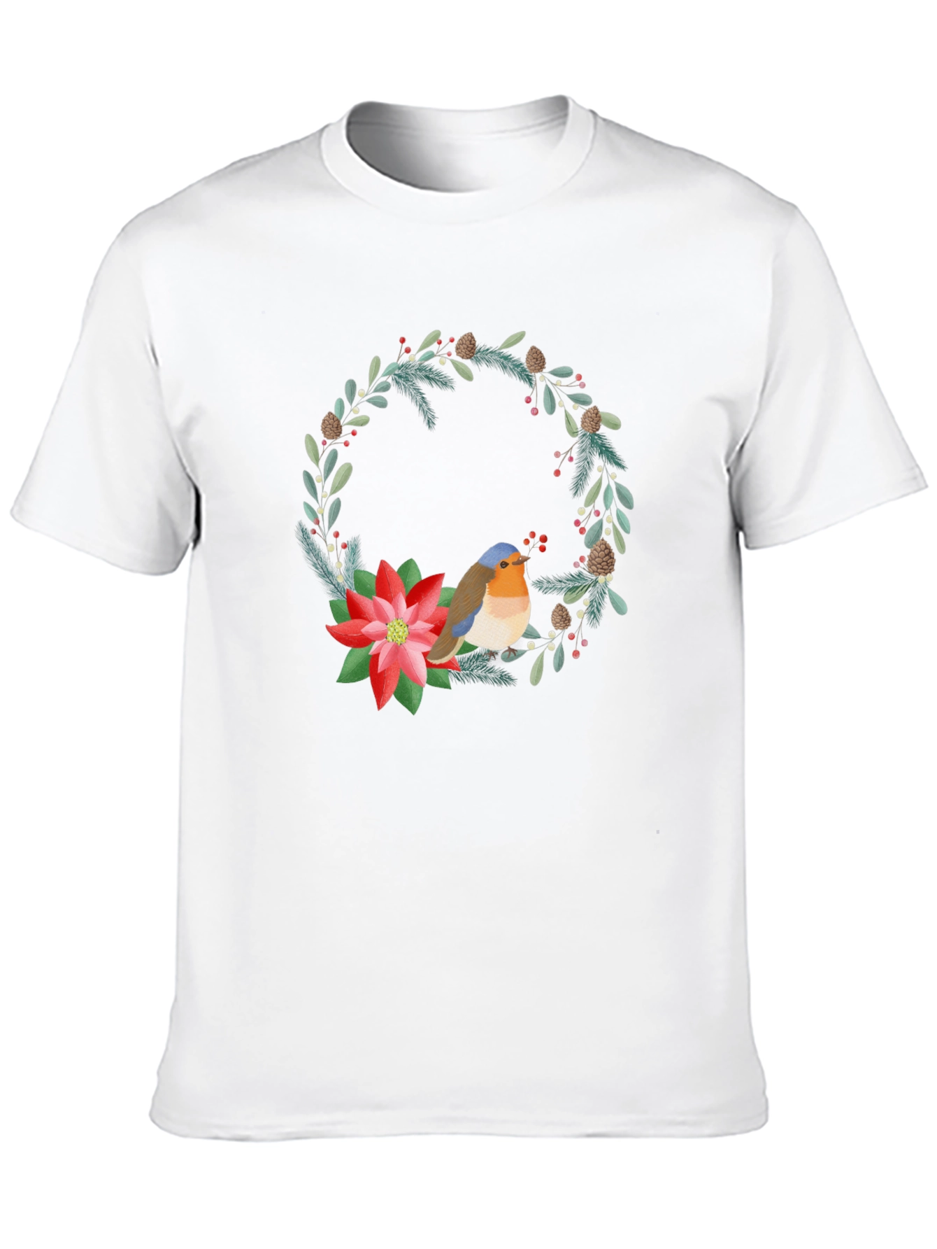Festive Robin Wreath Graphic Tee