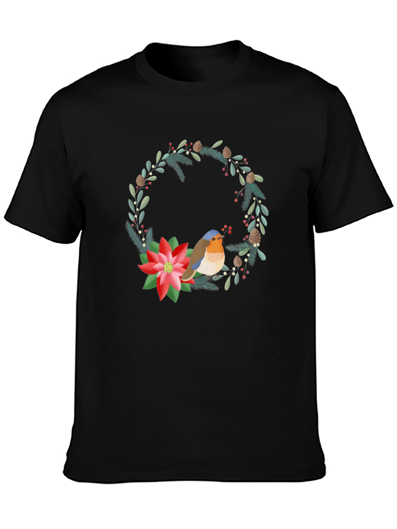 Festive Robin Wreath Graphic Tee