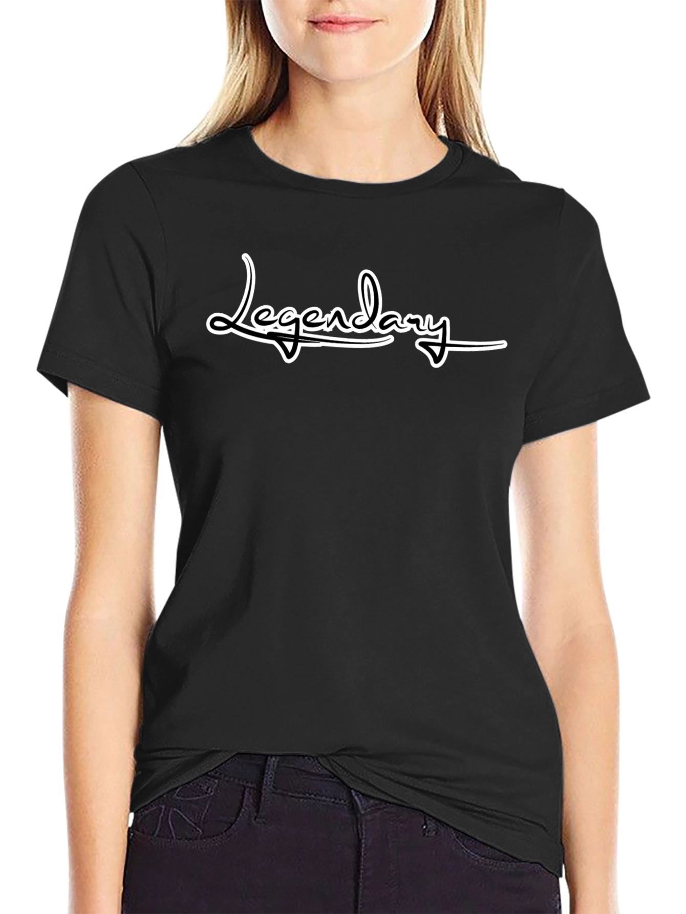Legendary Black Cotton Graphic T-Shirt
