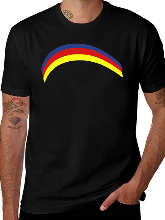 Rainbow Arc Graphic Tee - Casual Black T-Shirt