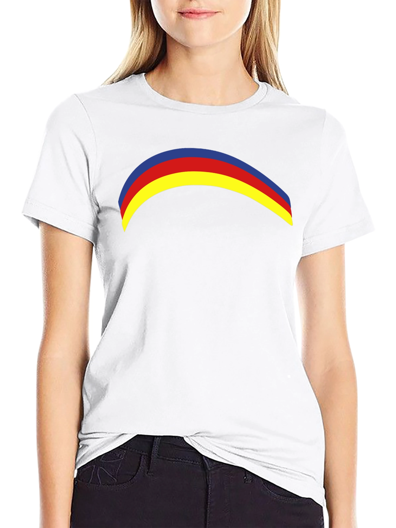 Rainbow Arc Graphic Tee - Casual Black T-Shirt