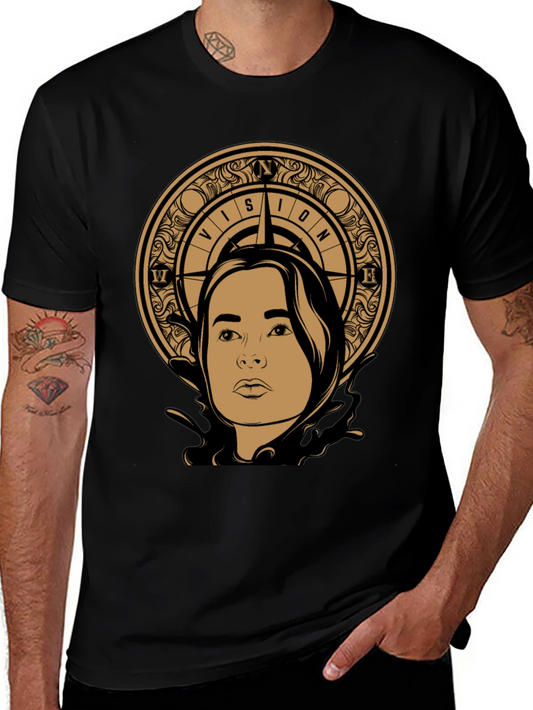 Vision Compass Graphic Tee - Stylish Unisex Black T-Shirt
