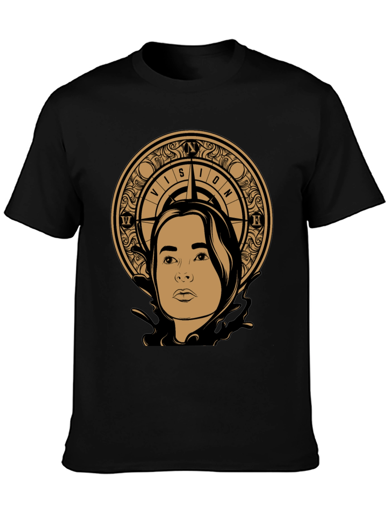 Vision Compass Graphic Tee - Stylish Unisex Black T-Shirt