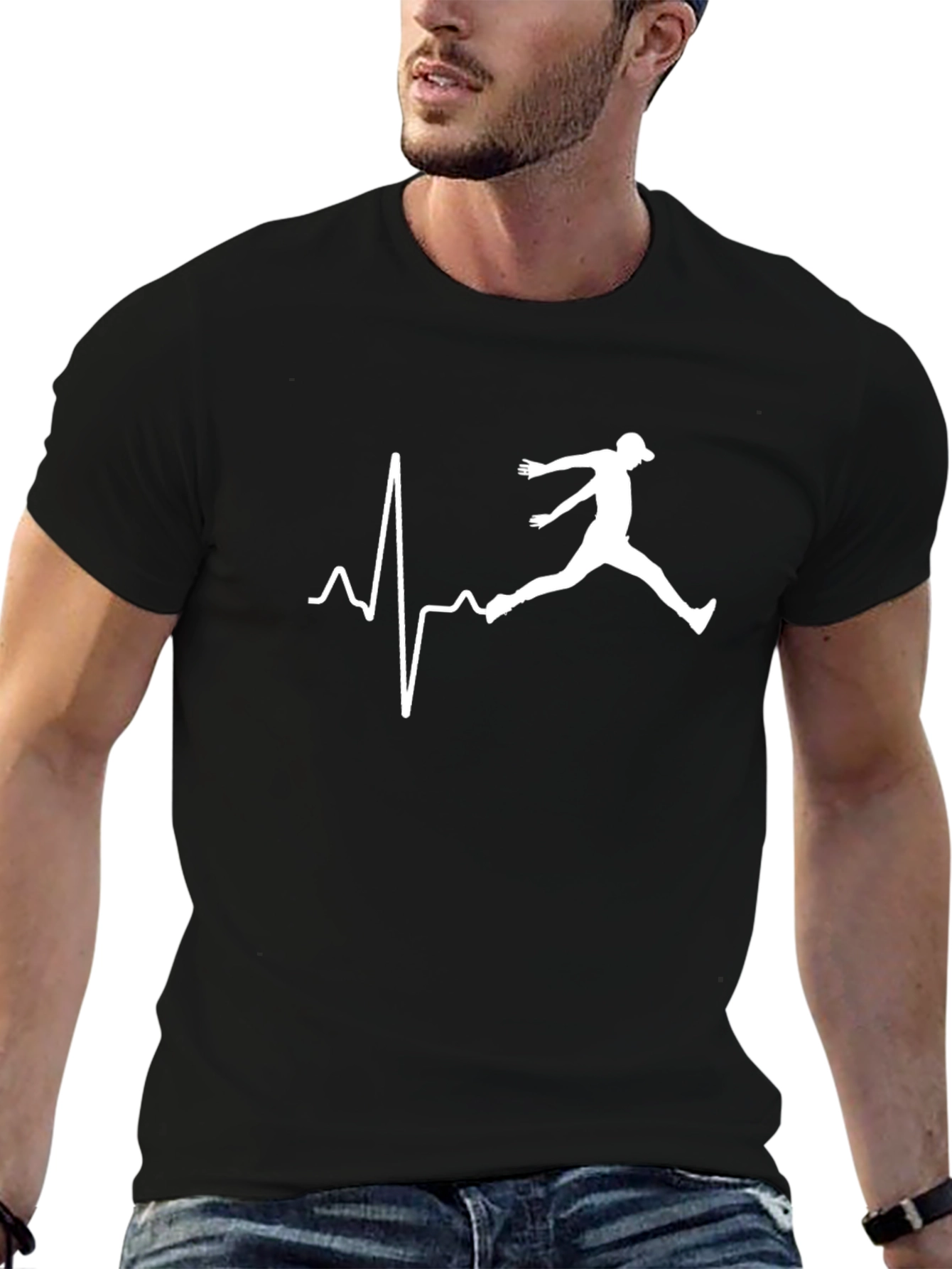 Heartbeat Jogger Graphic Tee - Black