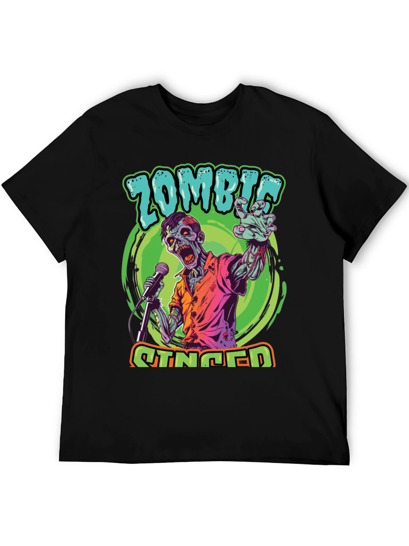 Zombie Singer Graphic Tee - Unique Halloween Shirt