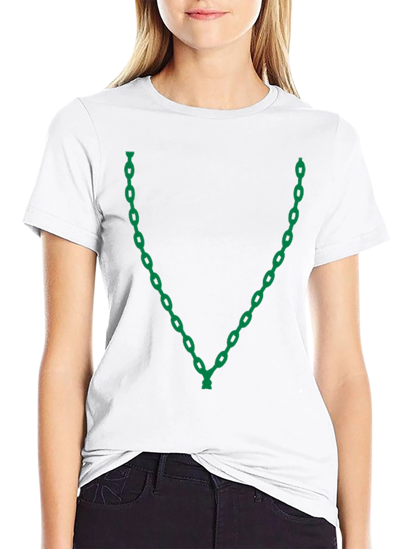 Chain Link V-Neck Graphic T-Shirt