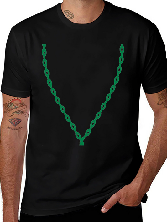 Chain Link V-Neck Graphic T-Shirt