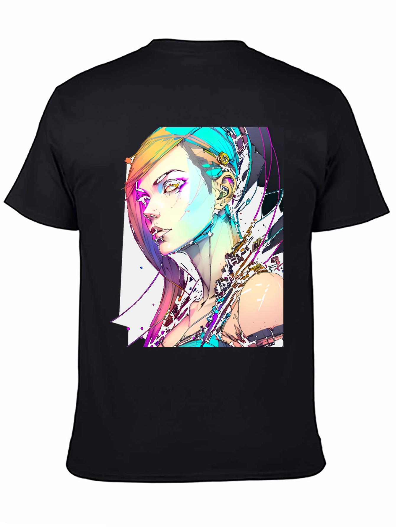Cyberpunk Girl Graphic Black T-Shirt