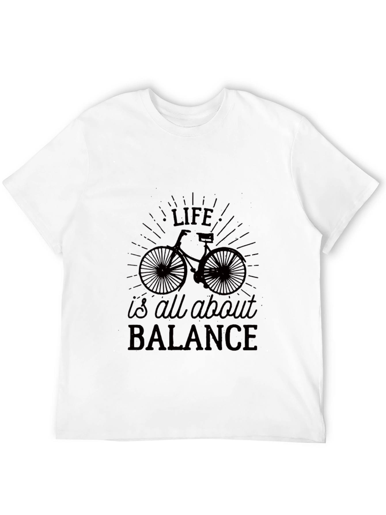 Life Balance Bicycle Graphic Tee - Black Casual T-Shirt