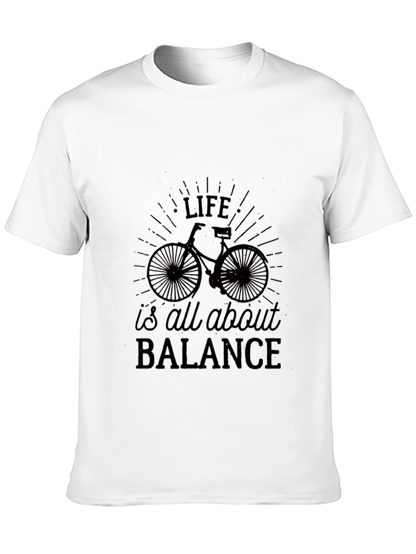 Life Balance Bicycle Graphic Tee - Black Casual T-Shirt