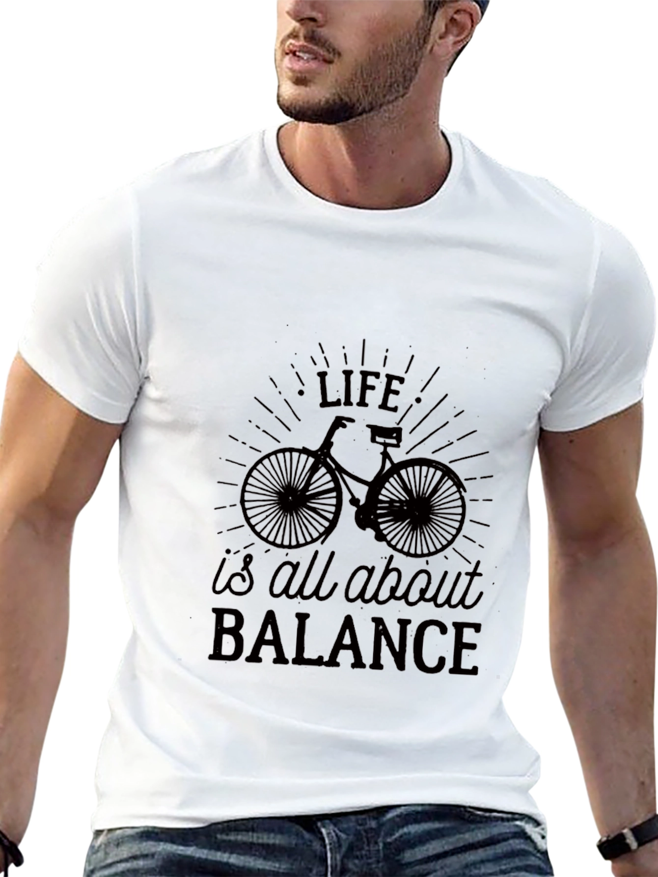 Life Balance Bicycle Graphic Tee - Black Casual T-Shirt