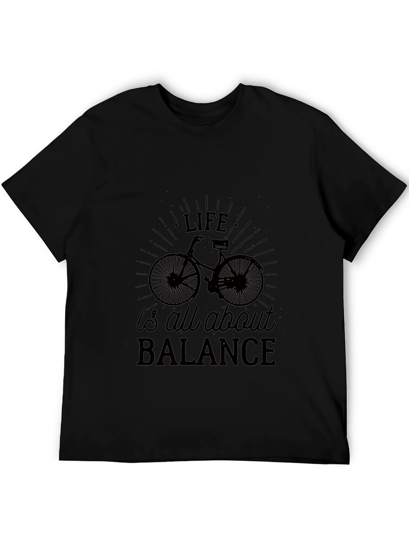 Life Balance Bicycle Graphic Tee - Black Casual T-Shirt