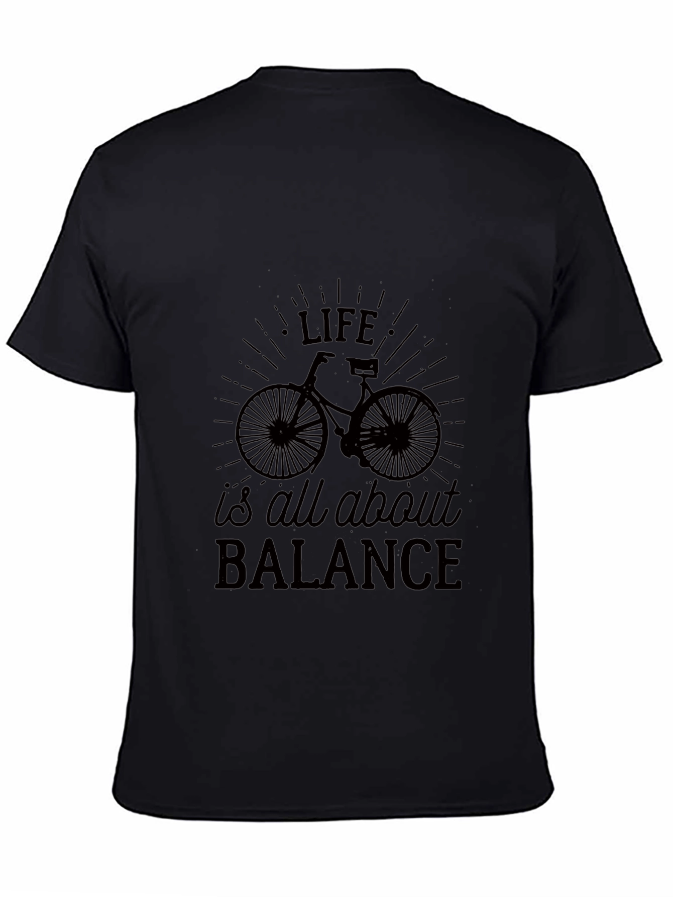Life Balance Bicycle Graphic Tee - Black Casual T-Shirt