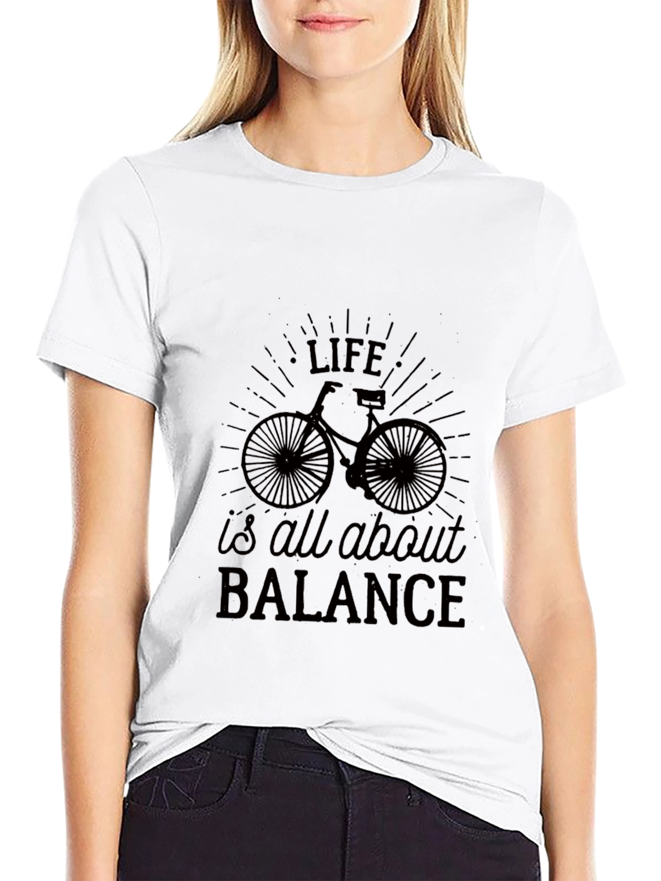 Life Balance Bicycle Graphic Tee - Black Casual T-Shirt