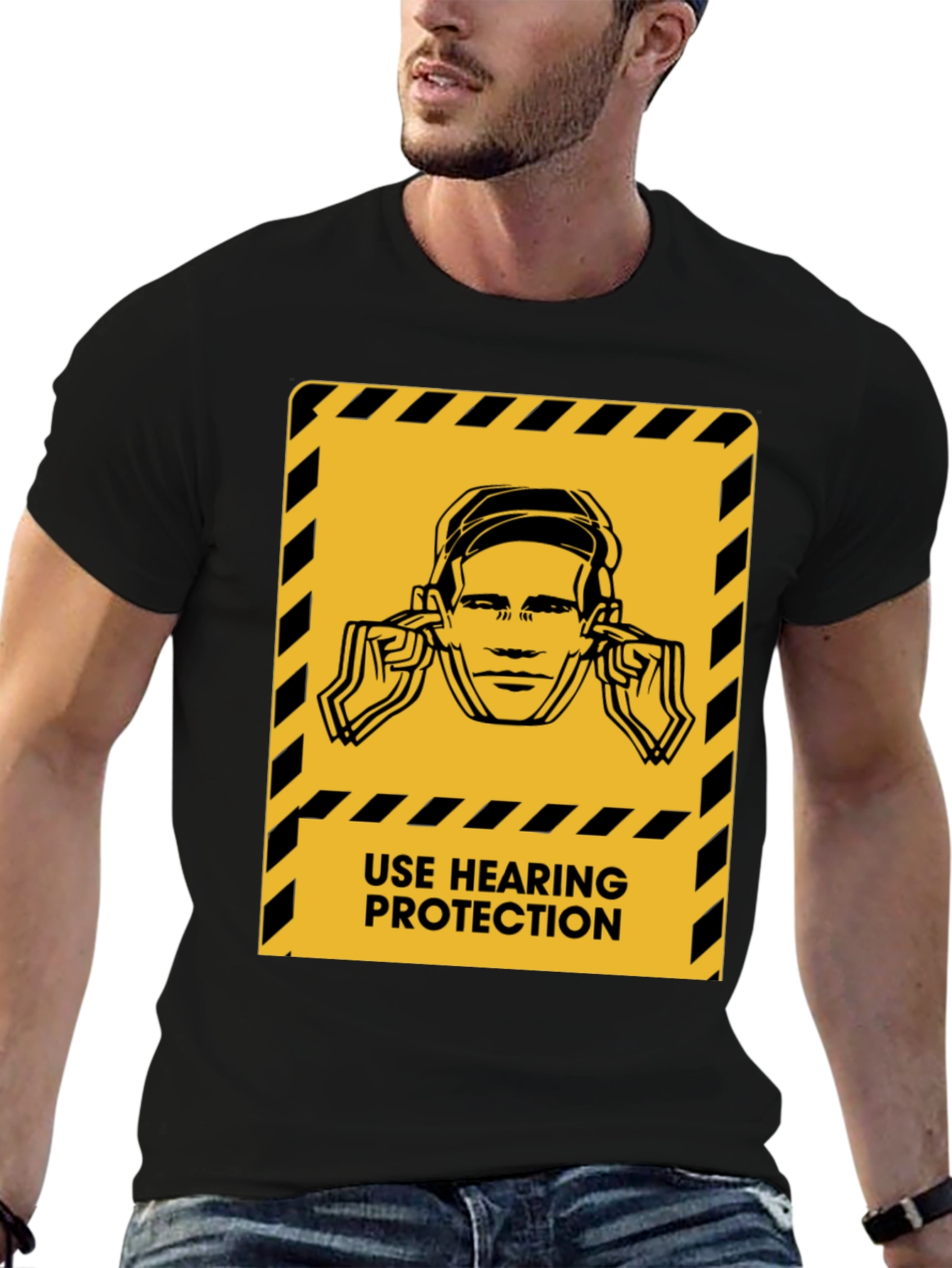 Hearing Protection Warning Black T-Shirt
