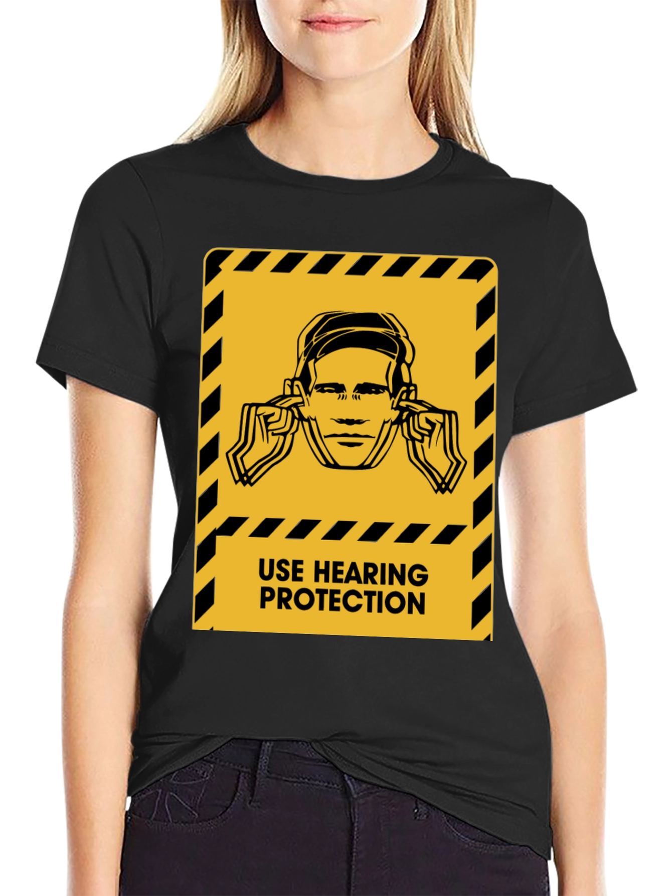 Hearing Protection Warning Black T-Shirt