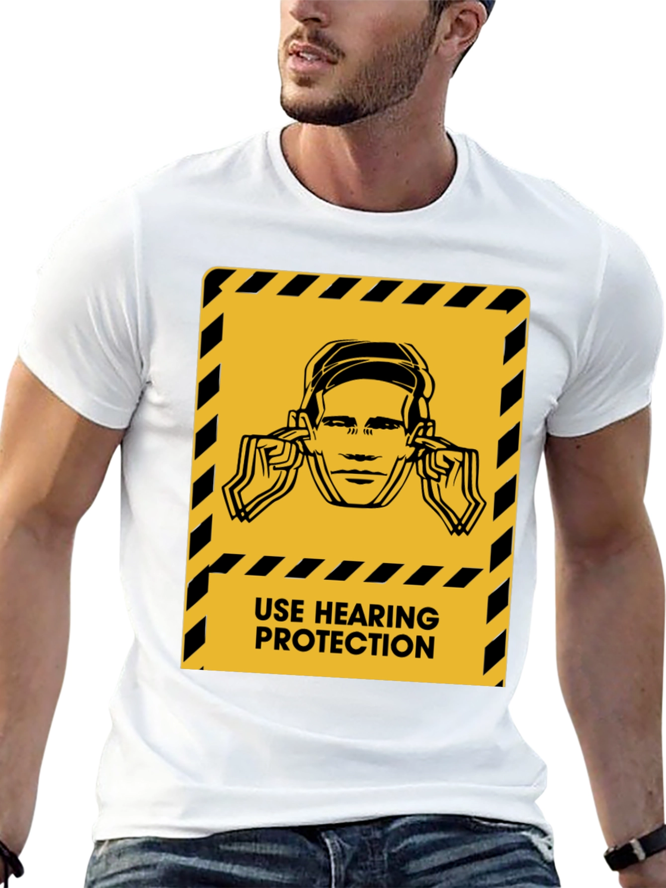 Hearing Protection Warning Black T-Shirt