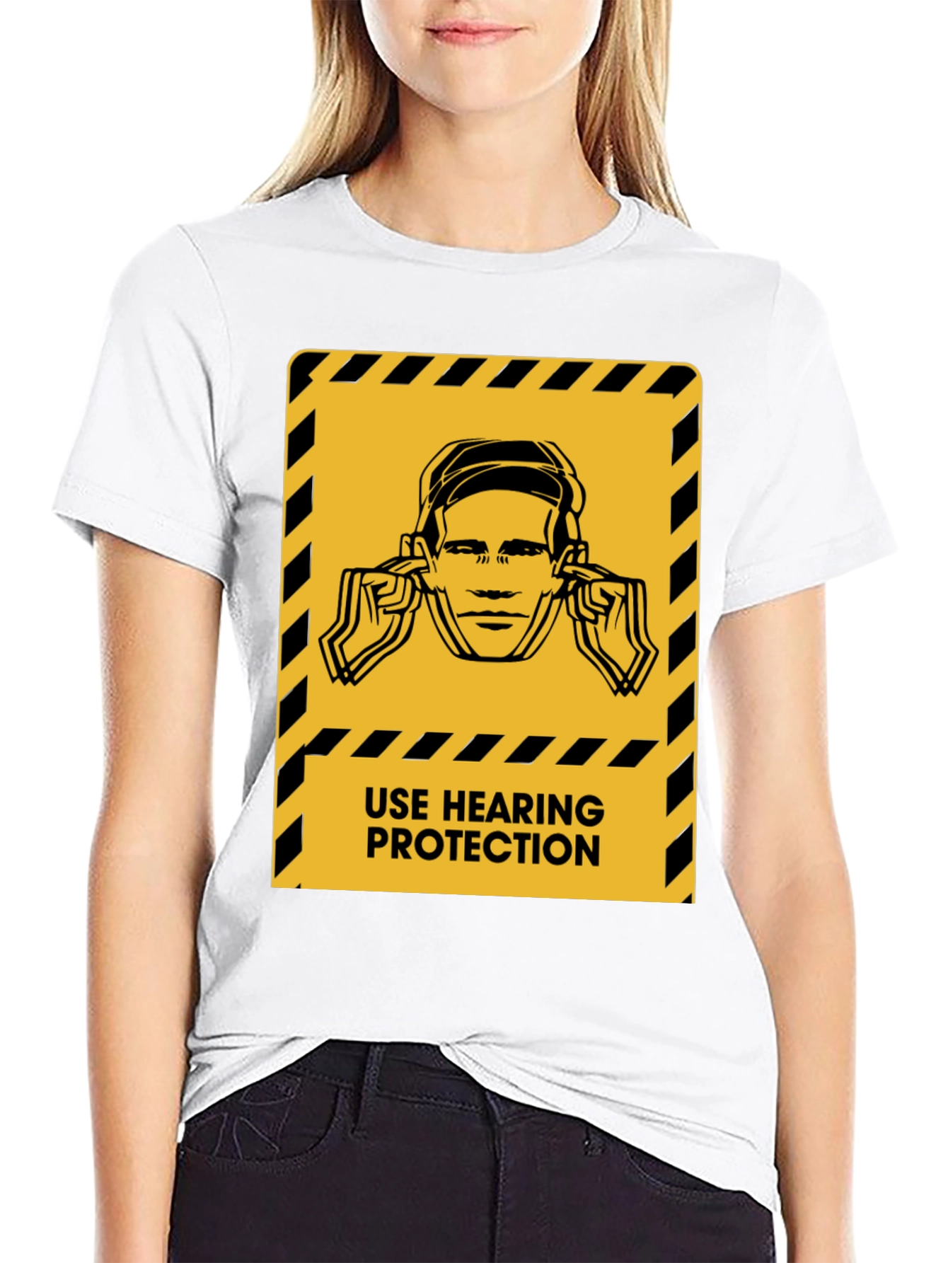 Hearing Protection Warning Black T-Shirt