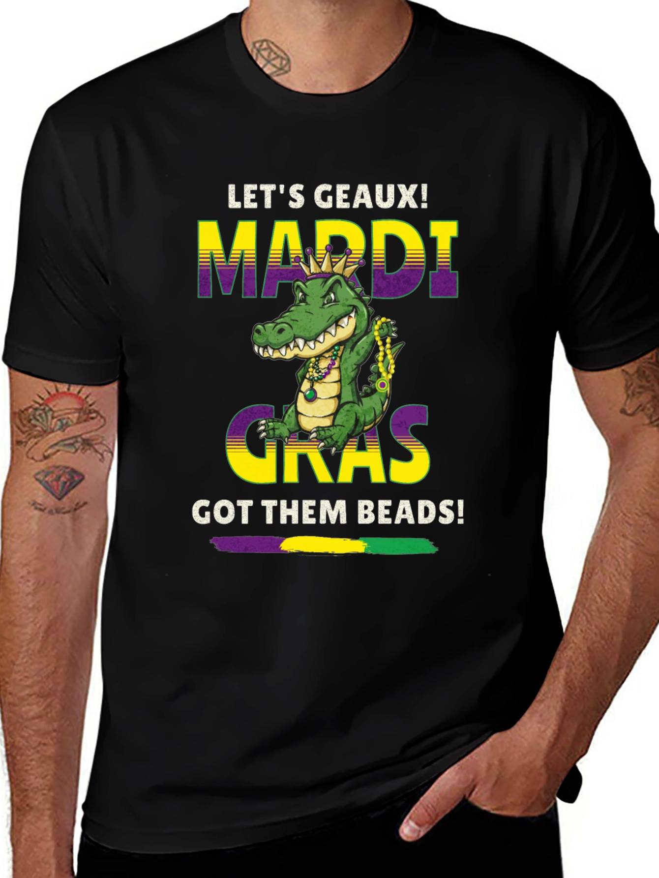 Mardi Gras Alligator T-Shirt - Lets Geaux Beads!