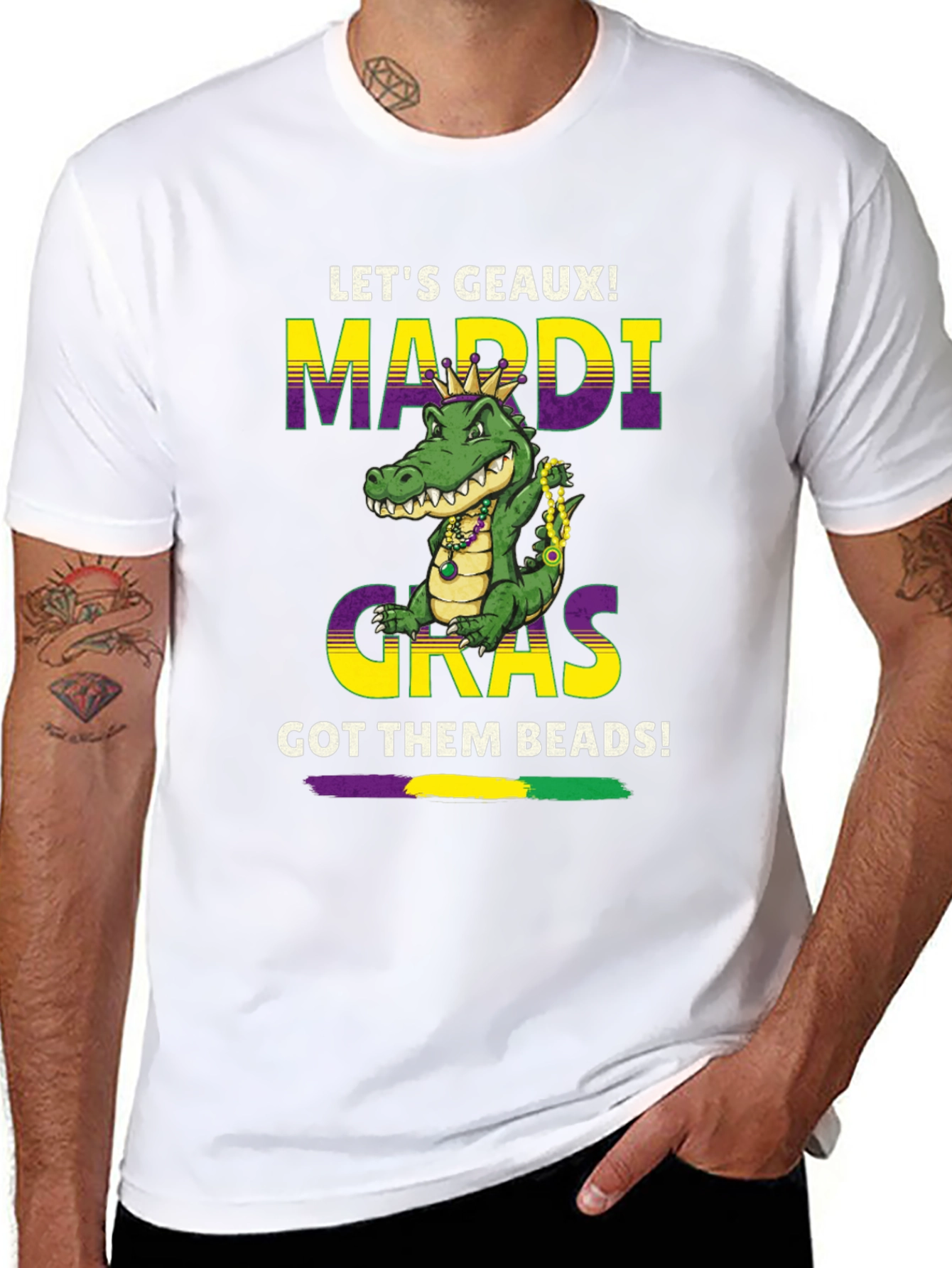 Mardi Gras Alligator T-Shirt - Lets Geaux Beads!