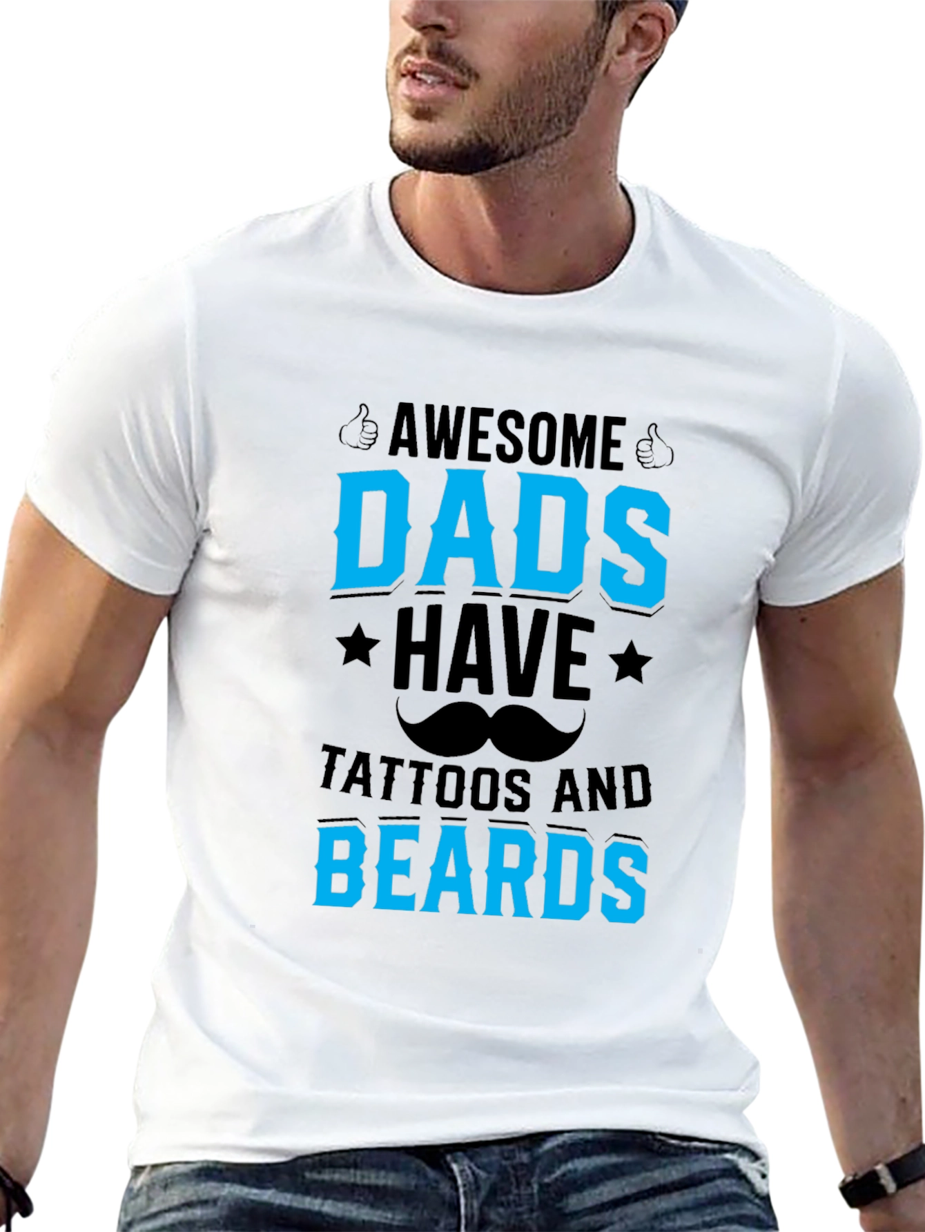 Awesome Dads T-Shirt - Tattoos and Beards