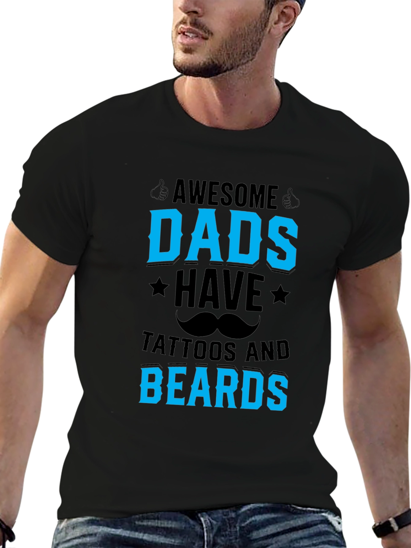 Awesome Dads T-Shirt - Tattoos and Beards