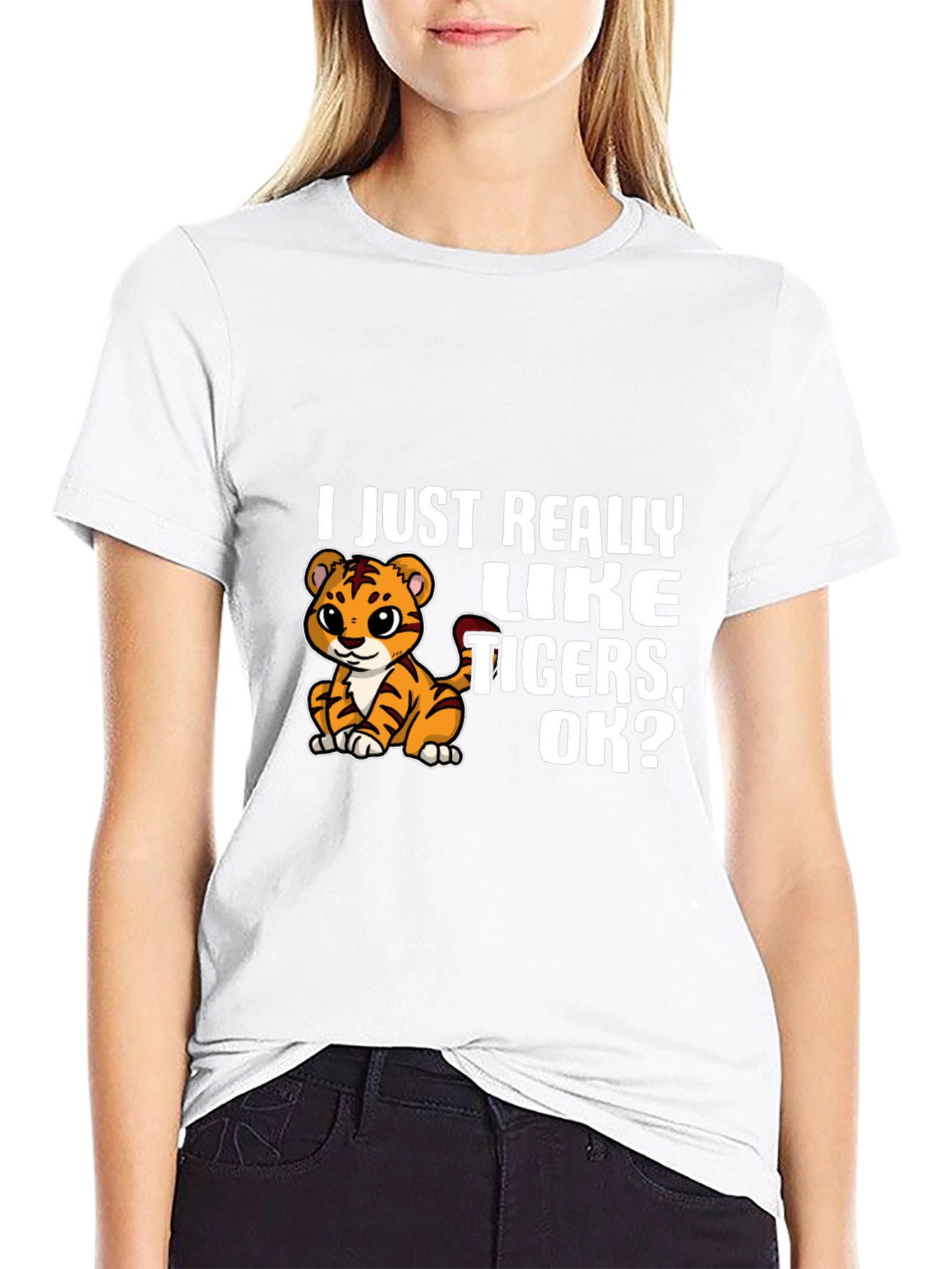 I Just Really Like Tigers OK? Black T-Shirt