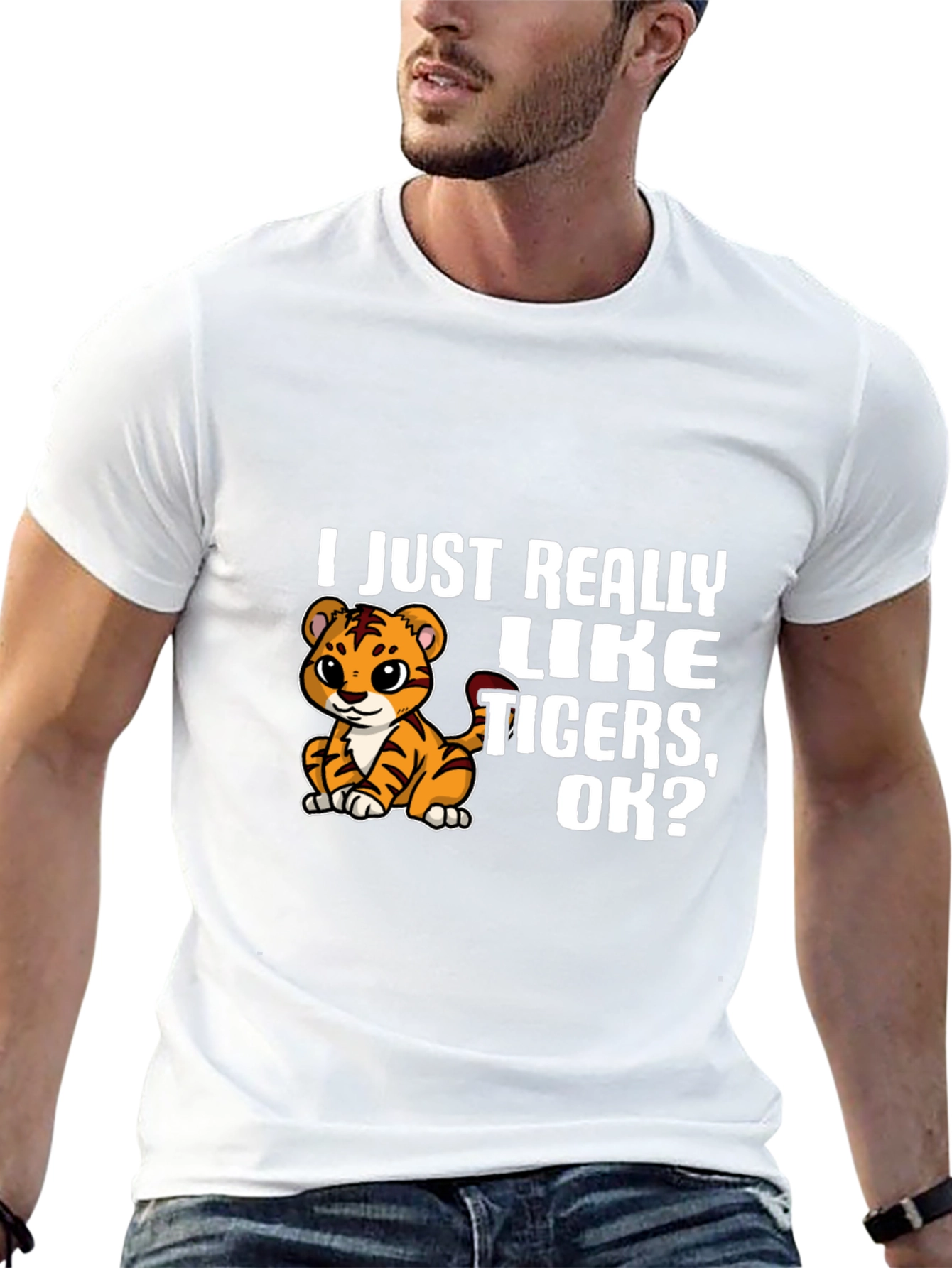 I Just Really Like Tigers OK? Black T-Shirt
