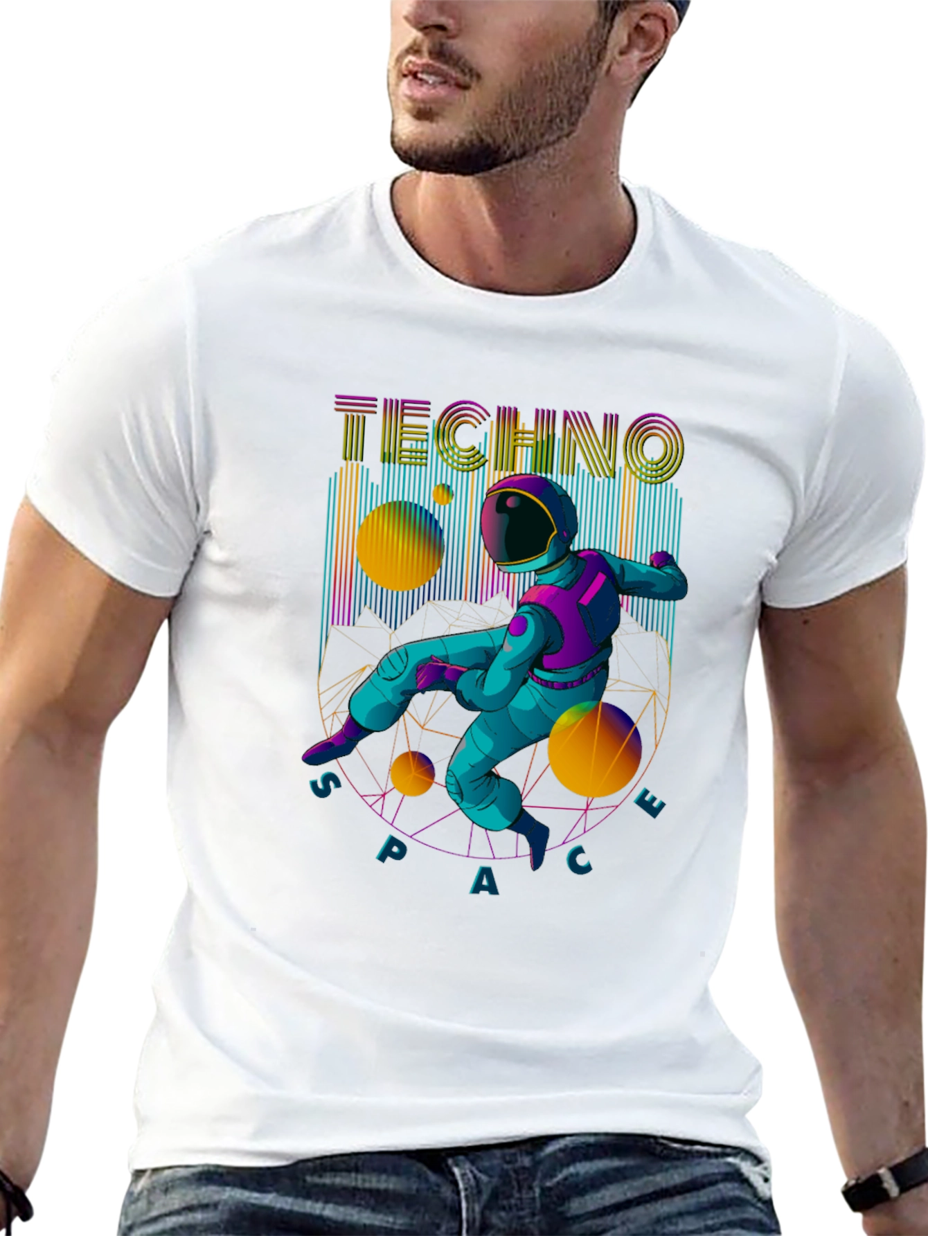 Techno Space Astronaut T-Shirt - Unique Graphic Tee