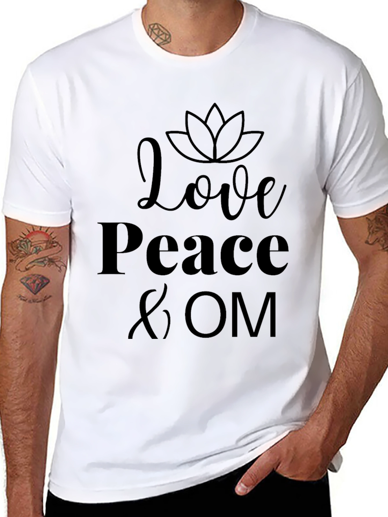 Love Peace & OM Black Graphic Tee