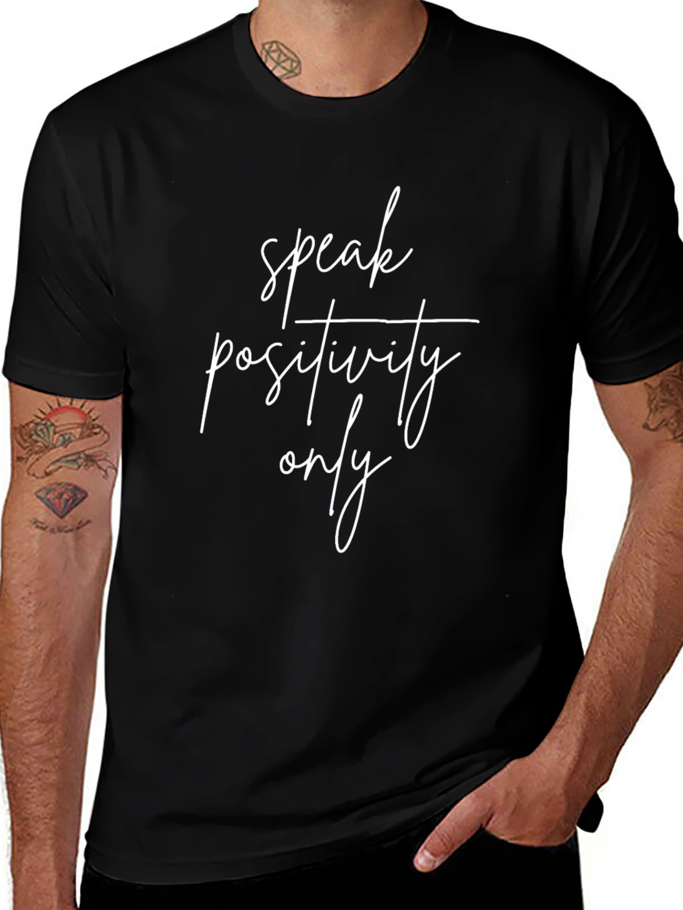 Speak Positivity Only Black Graphic Tee