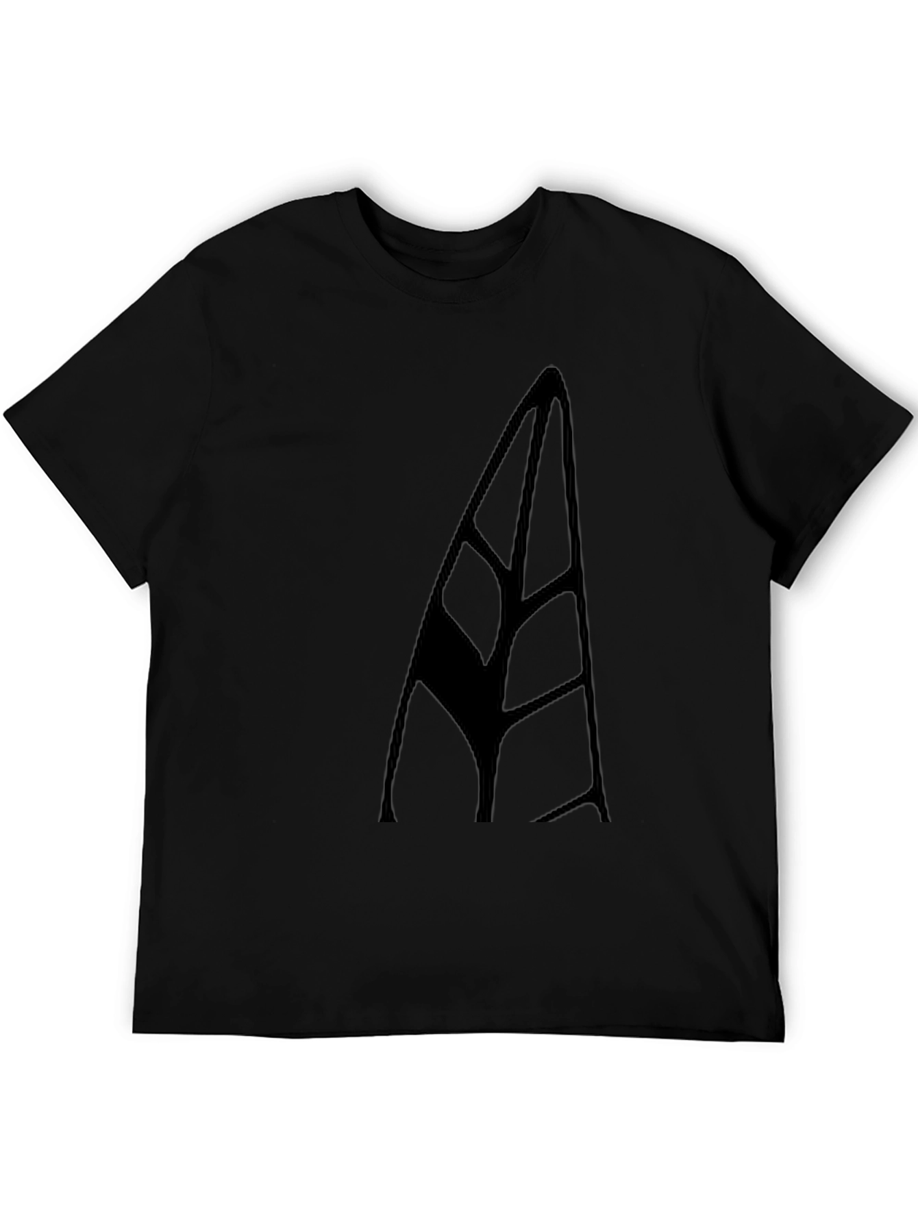 Minimalist Black Tee with Abstract Leaf Design