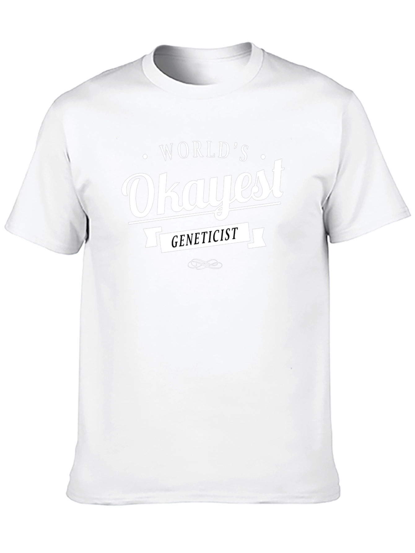 Worlds Okayest Geneticist Black Cotton T-Shirt