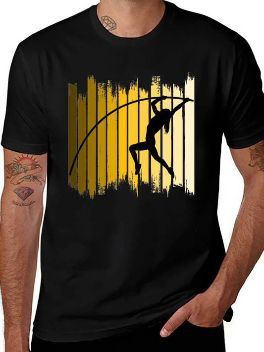 Pole Vault Silhouette Graphic Tee - Sporty Black T-Shirt