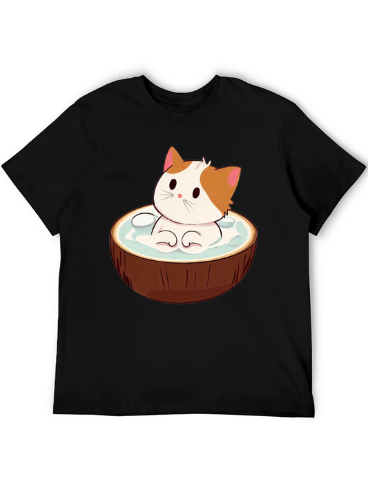 Coconut Cat T-Shirt - Cute Cartoon Design