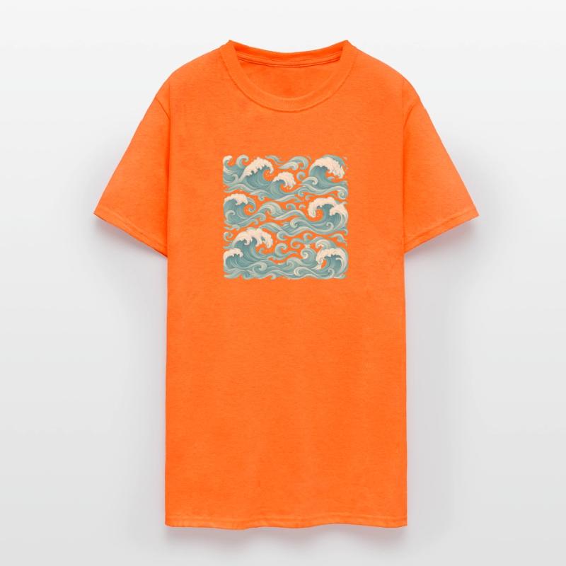Lush Ocean Wave Pattern Japanese Wave Design Blue