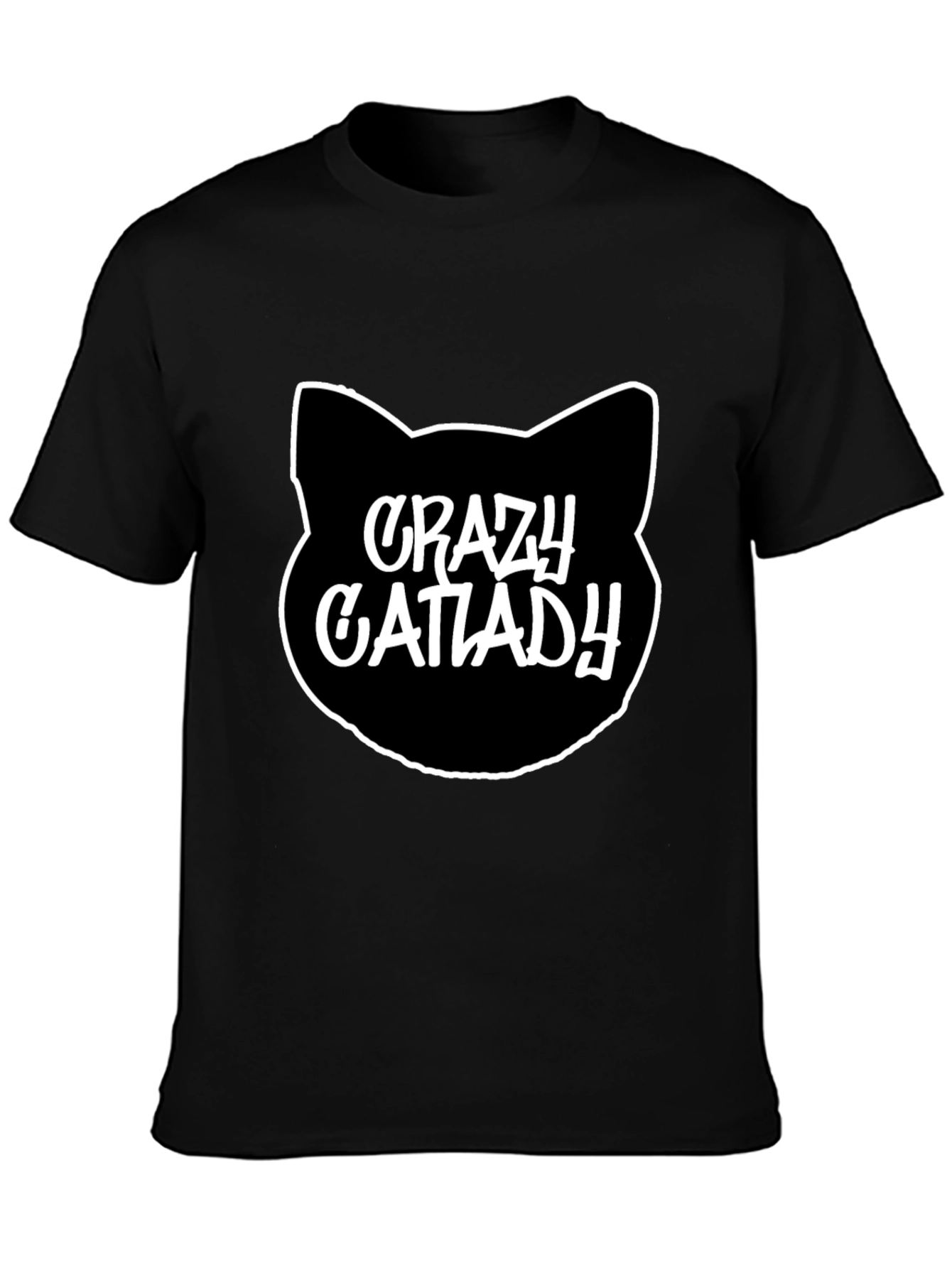 Crazy Cat Lady T-Shirt - Black Crew Neck Tee