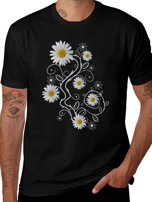 Daisy Vine Print Black T-Shirt