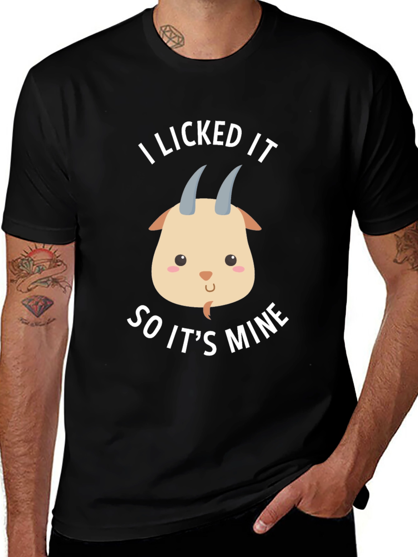 Funny Goat Licked It So Its Mine Graphic Tee
