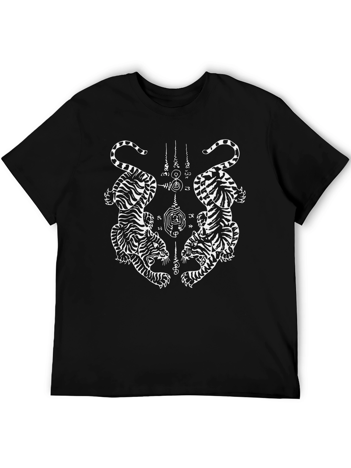 Black T-Shirt with Two Tigers