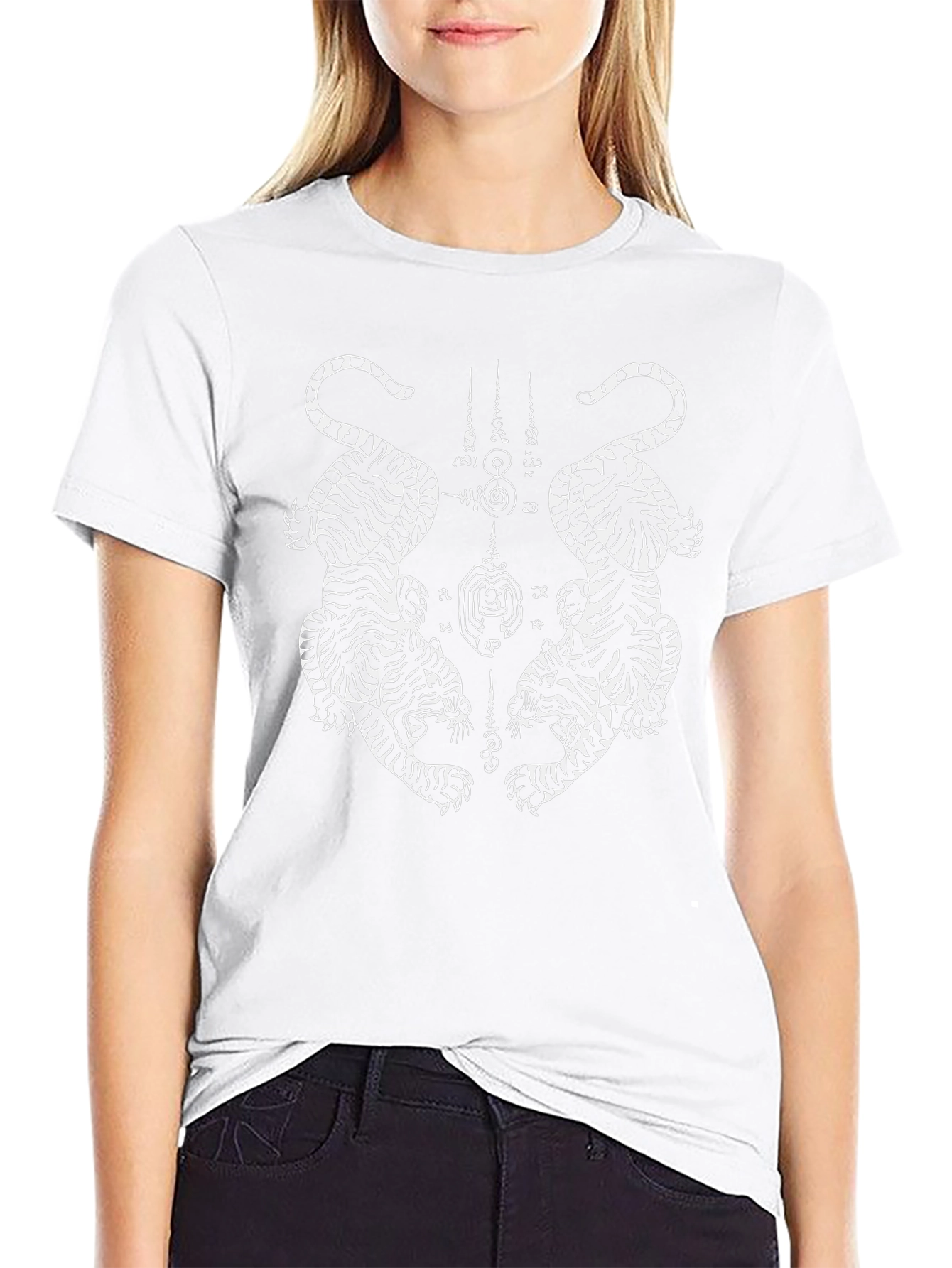Black T-Shirt with Two Tigers