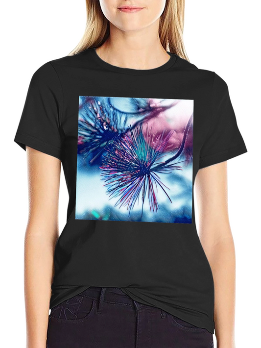 Abstract Pine Needle Graphic Tee - Black