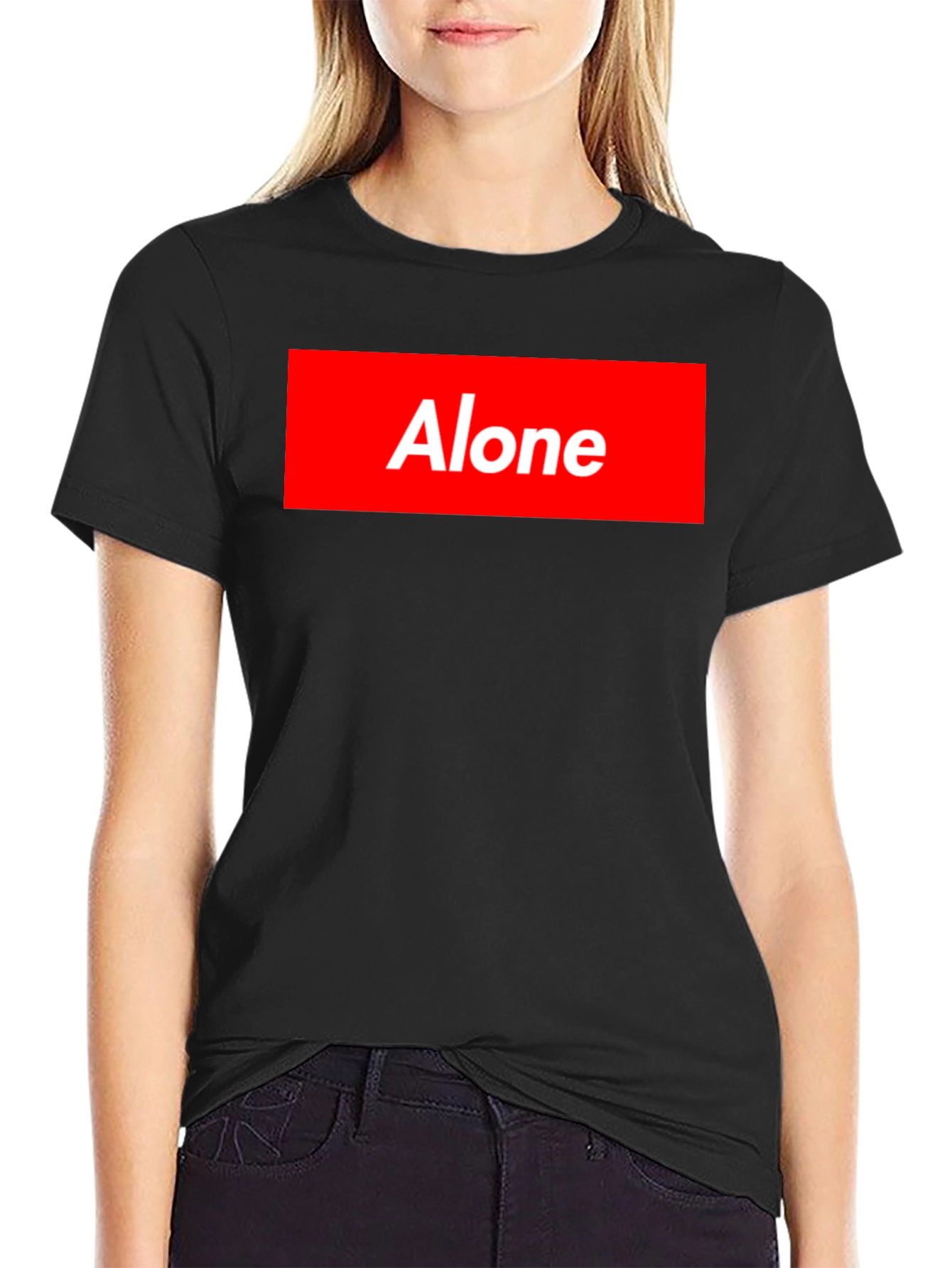 Alone Graphic Tee - Supreme Inspired Black T-Shirt