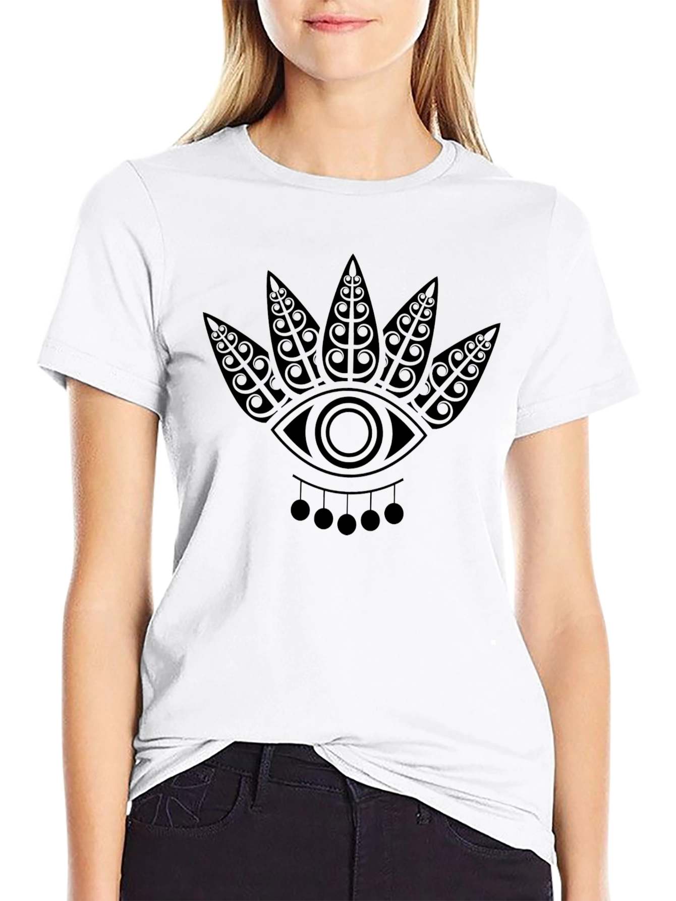 Tribal Eye Graphic T-Shirt - Black