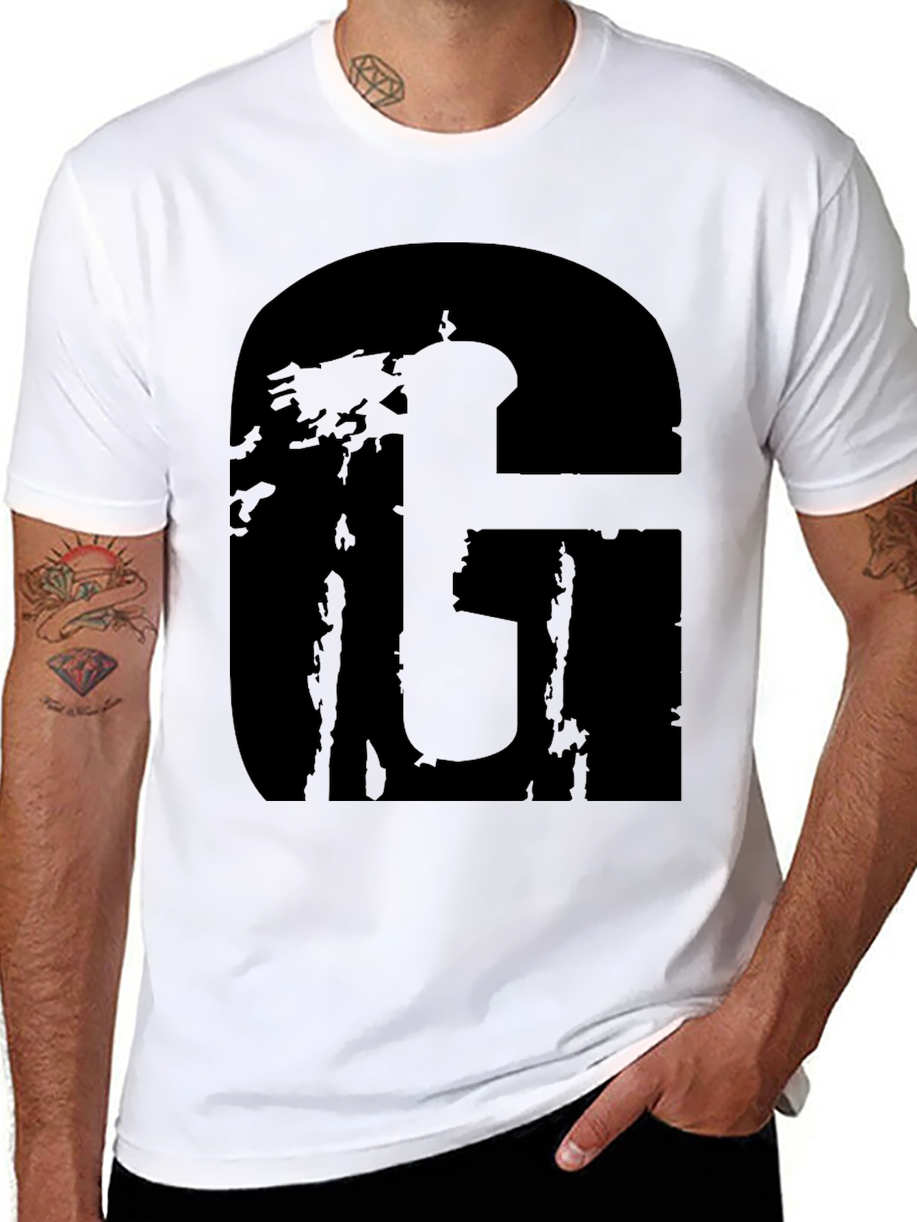 Black Graphic Tee with Bold Letter Design