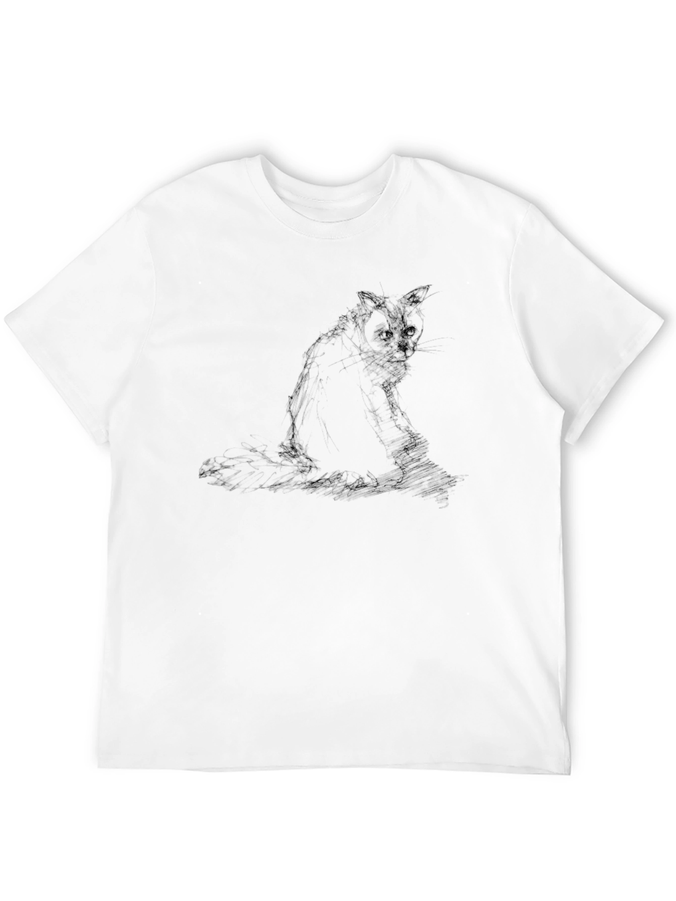 Cat Sketch Black T-Shirt
