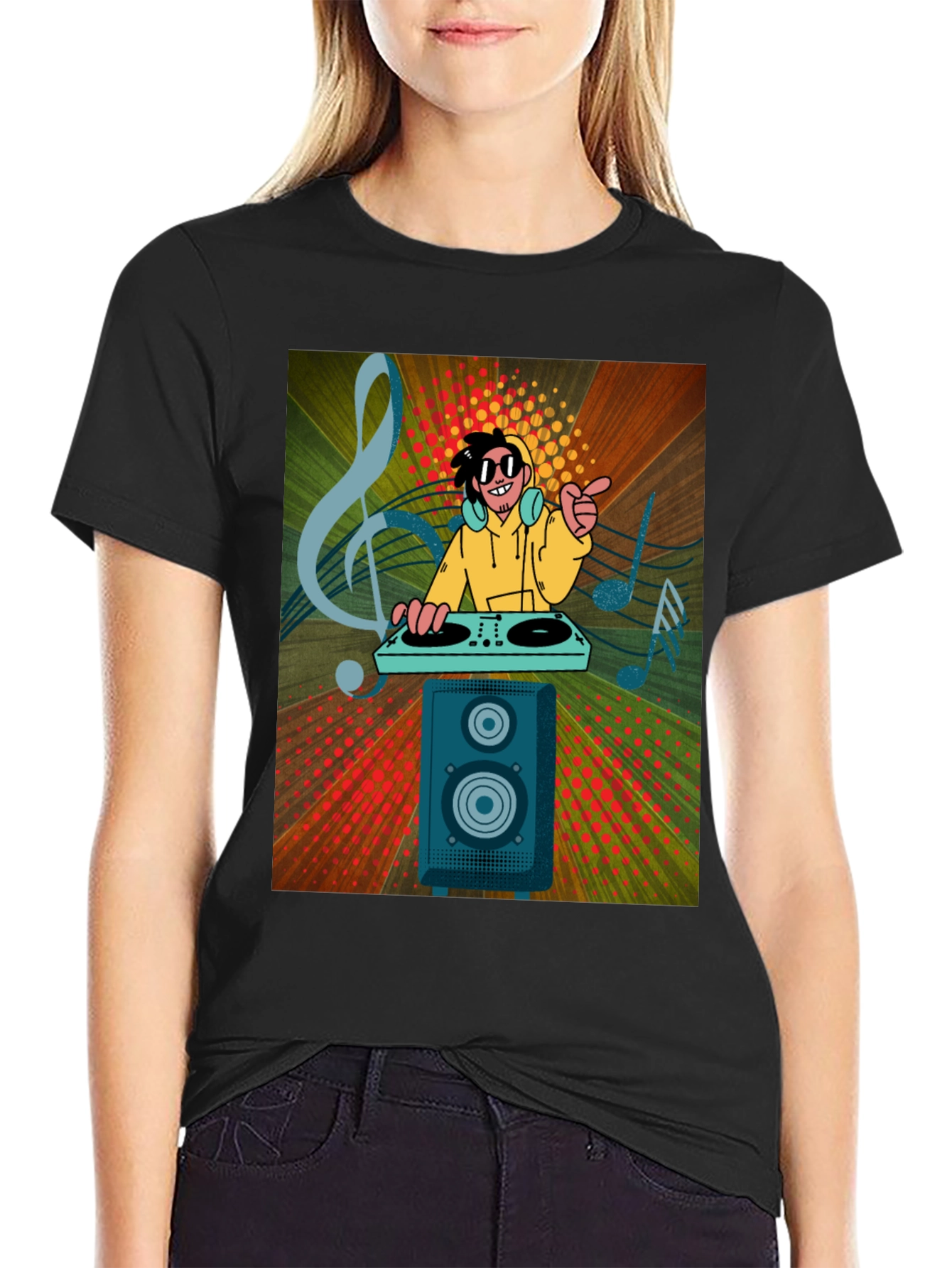 DJ Graphic Print Black T-Shirt