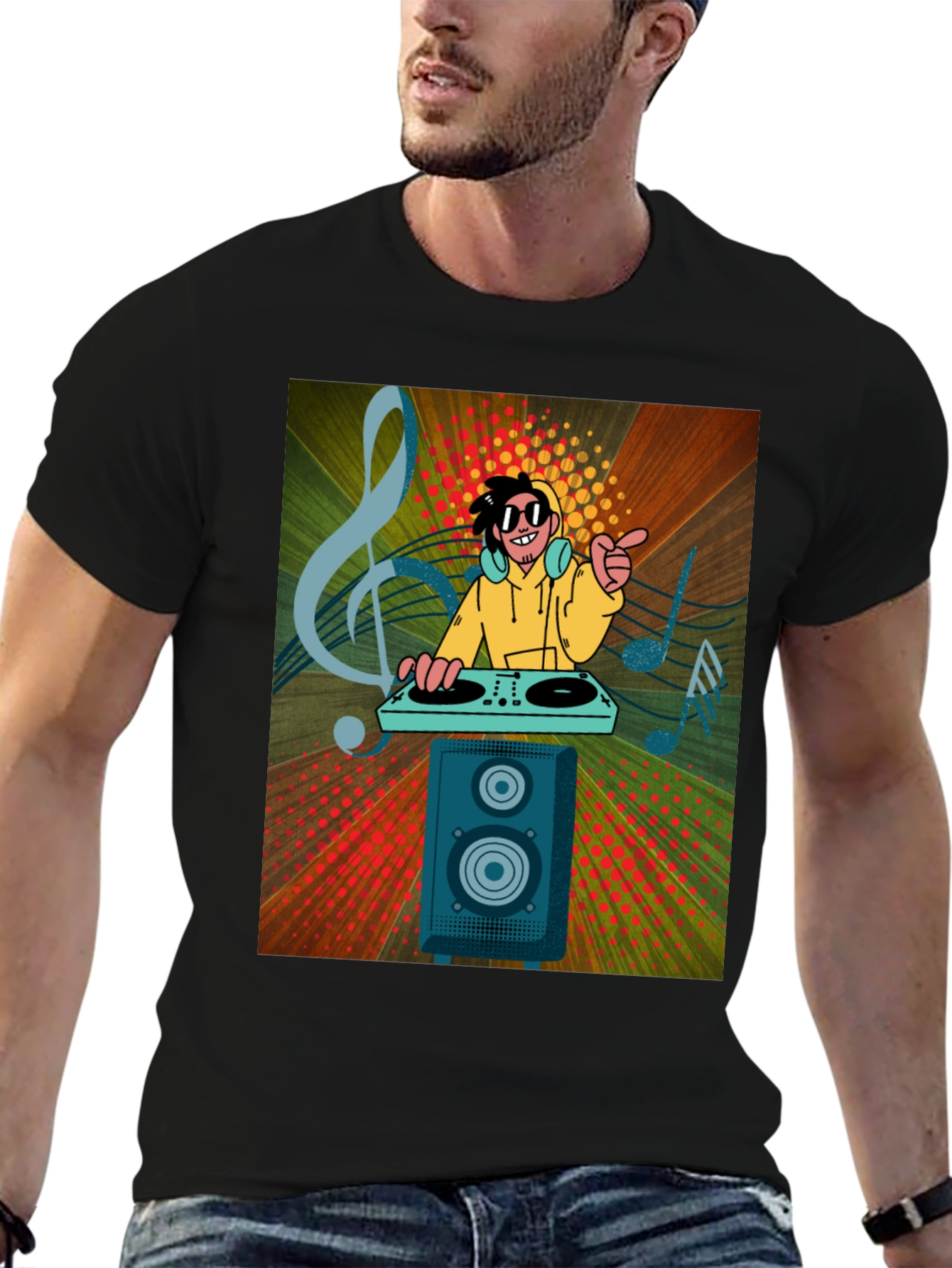 DJ Graphic Print Black T-Shirt