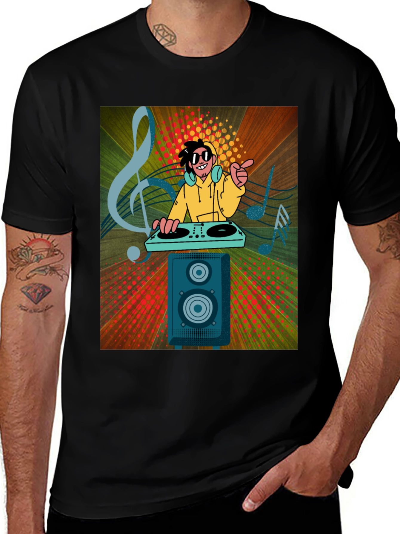 DJ Graphic Print Black T-Shirt